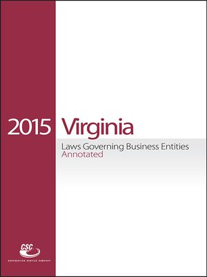 cover image of CSC&#174; Virginia Laws Governing Business Entities Annotated